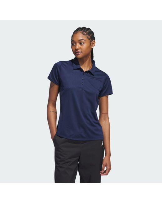 Adidas Blue Women's Solid Performance Short Sleeve Polo Shirt