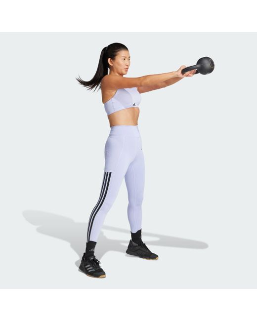 Leggings Optime 3-Stripes Full-Length di Adidas Originals in Blue