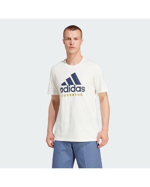 Adidas White Juventus Seasonal Graphic T-Shirt for men