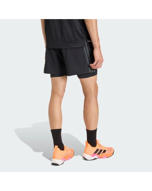 Adidas Black Tech Essentials Workout 2In1 Shorts for men