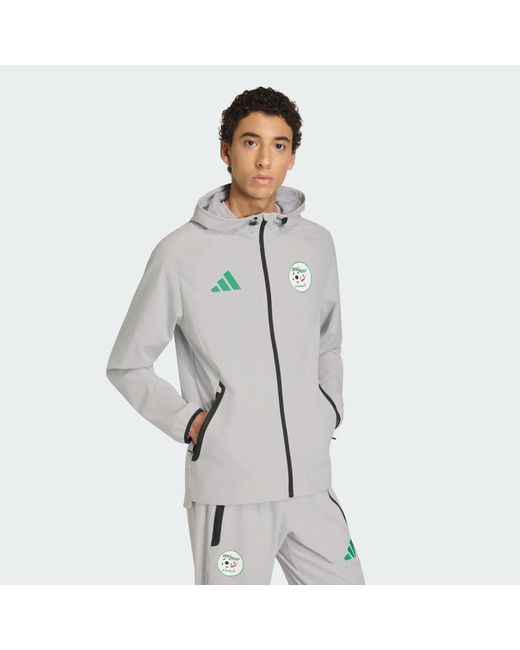 Adidas Gray Algeria Tiro Tech Full Zip Windbreaker Jacket for men