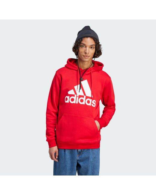 Adidas Essentials Fleece Big Logo Hoodie in het Red voor heren