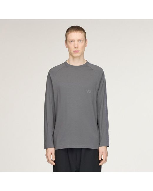 Adidas Gray Y-3 Oversized Gradient Stripes Long Sleeve T-Shirt
