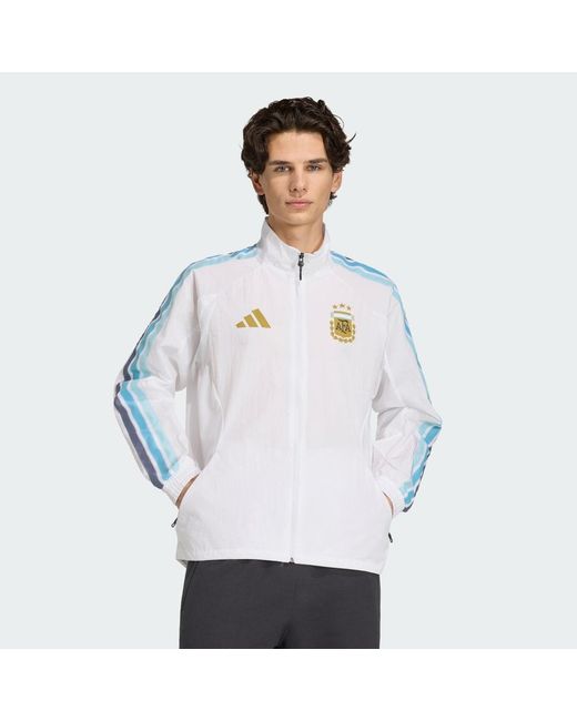 Adidas White Football Argentina Home Anthem Jacket Jz6285 for men