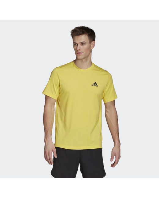 Adidas Yellow Aeroready Designed To Move Feelready Sport T-Shirt for men