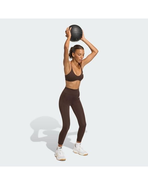 Adidas Brown Optime Essentials Workout Light Support Bra