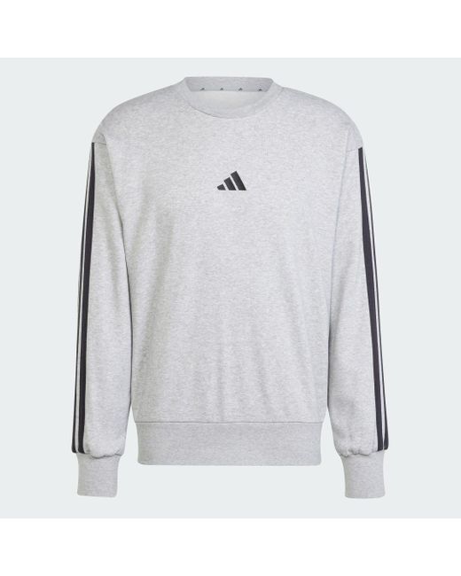 Adidas Gray Essentials 3-Stripes French Terry Sweatshirt for men