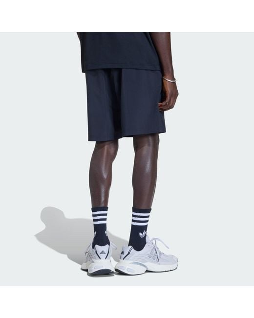 Adidas Blue Tech Trefoil Essentials Polyester Shorts for men