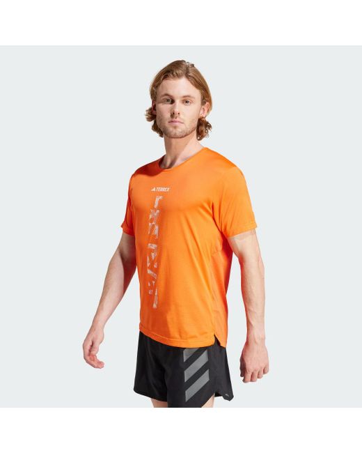 Adidas Orange Terrex Agravic Trail Running T-Shirt for men