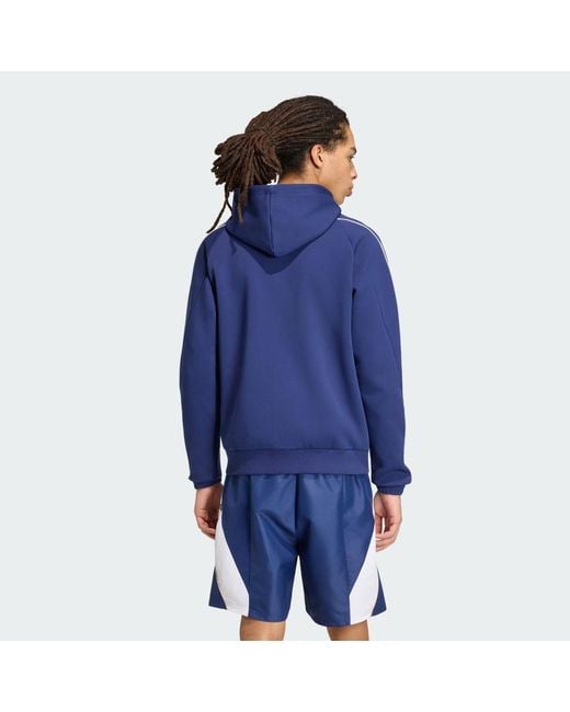 Adidas Blue Stadium Small Logo Full-Zip Hoodie for men
