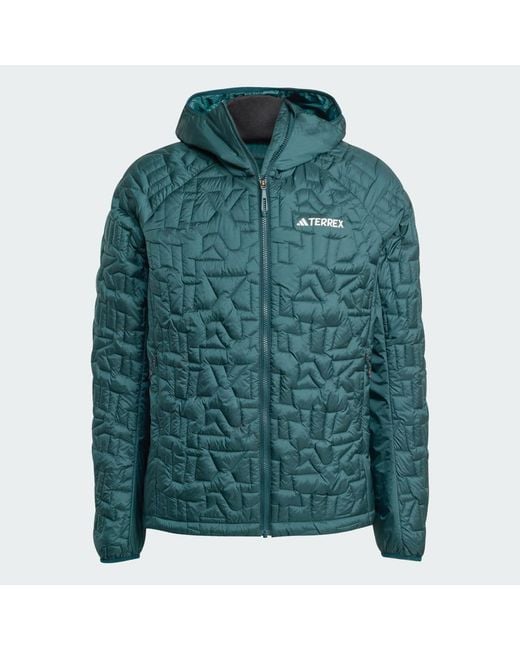 Adidas Green Terrex Xperior Primaloft Loose Fill Insulated Hooded Jacket for men