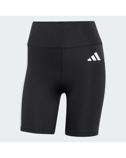 Adidas Black Optime Essentials 3-Stripes Short Leggings