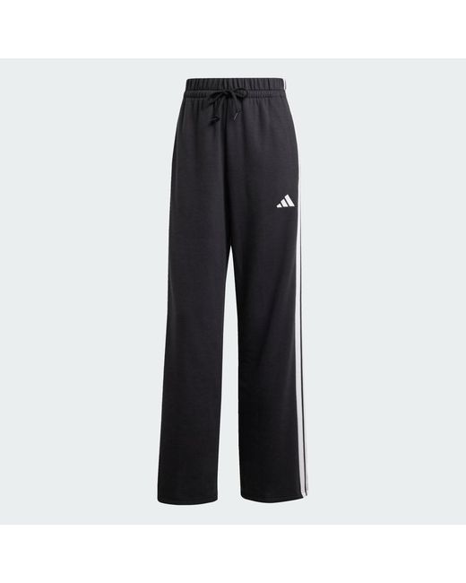 Adidas Black Essentials 3-Stripes Open Hem French Terry Pants