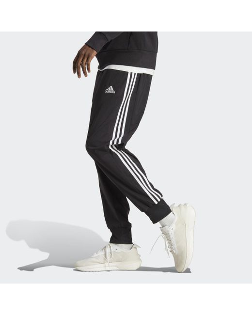 Adidas Black Aeroready Essentials Tapered Cuff Woven 3-stripes Joggers for men