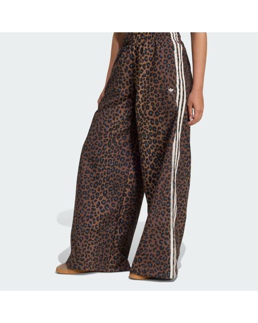 Adidas Brown Leopard Firebird Oversized Track Tracksuit Bottoms