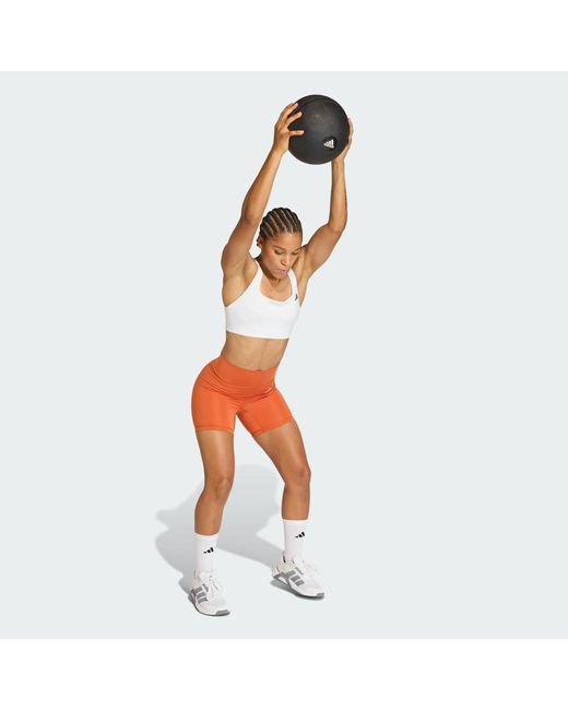 Adidas Orange Optime Essentials Workout Short Leggings