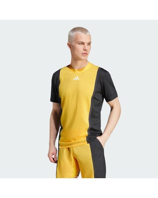 Adidas Yellow Tennis Heat.Rdy Pro Freelift 3D Rib T-Shirt for men