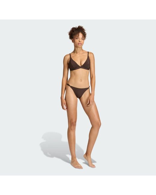 Adidas Brown Iconisea Ribbed Padded Triangle Bikini Top