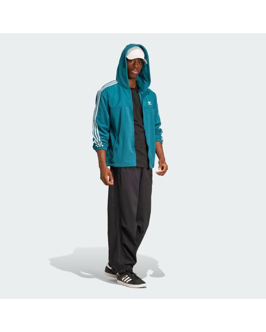 Felpa Con Cappuccio Adicolor 3-Stripes Teddy Fleece di Adidas in Blue da Uomo