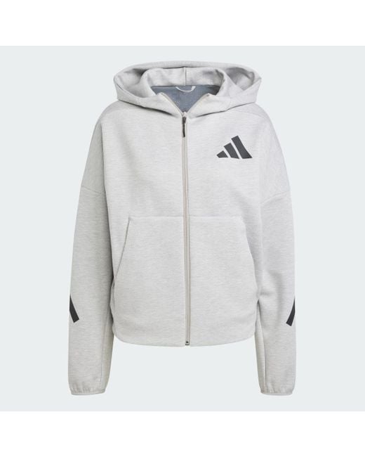 Adidas Gray Z.N.E. Full-Zip Hoodie