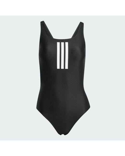 Adidas Black 3-Stripes V-Back Swimsuit