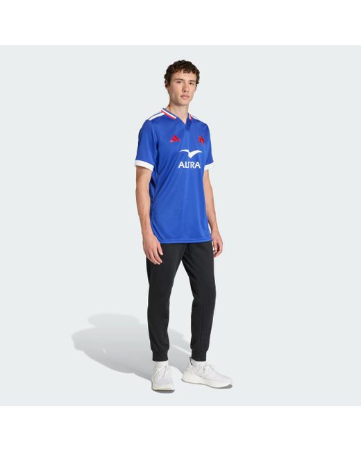 Adidas Blue France Rugby Home Replica Jersey for men
