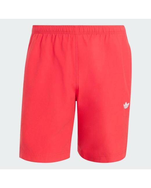 Adidas Red Trefoil Essentials Swim Shorts for men