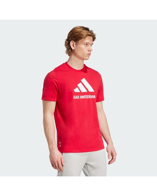 Adidas Red Ajax Amsterdam Seasonal Graphic T-Shirt for men