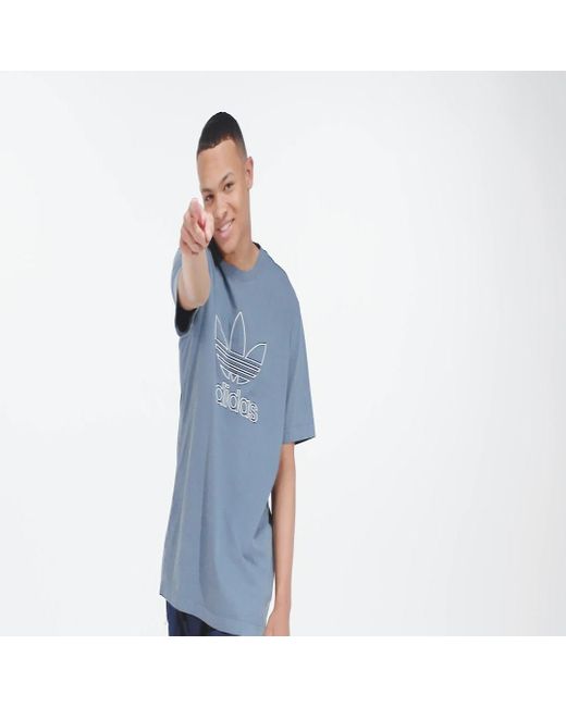 Adidas Blue Adicolor Outline Trefoil T-shirt for men