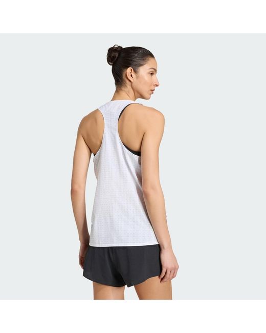 Adidas White Adizero Running Singlet