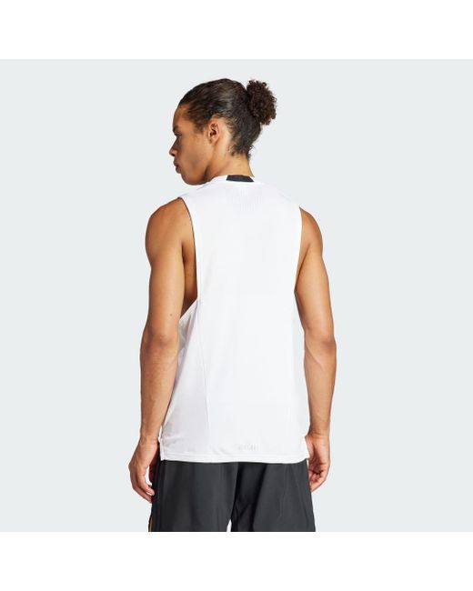 Canotta da allenamento Designed for Training Workout HEAT.RDY di Adidas Originals in White da Uomo