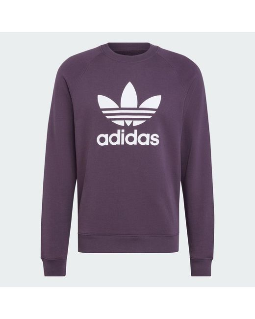 Adidas Purple Adicolor Classics Trefoil Crewneck Sweatshirt for men