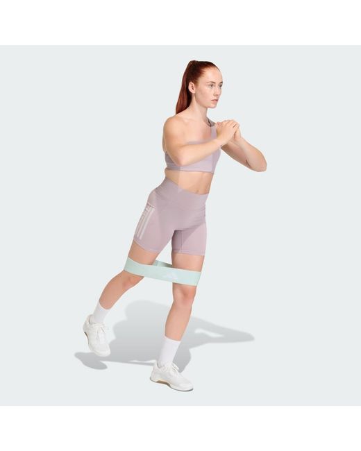 Adidas Pink Optime Workout Rib One Shoulder Light Support Bra