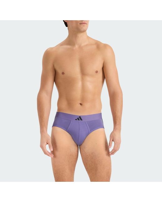 Adidas Blue Active Flex Cotton 3 Stripes 2Pk Low Rise Brief for men
