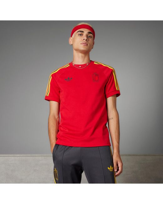 Adidas België Adicolor 3-Stripes T-Shirt in het Red