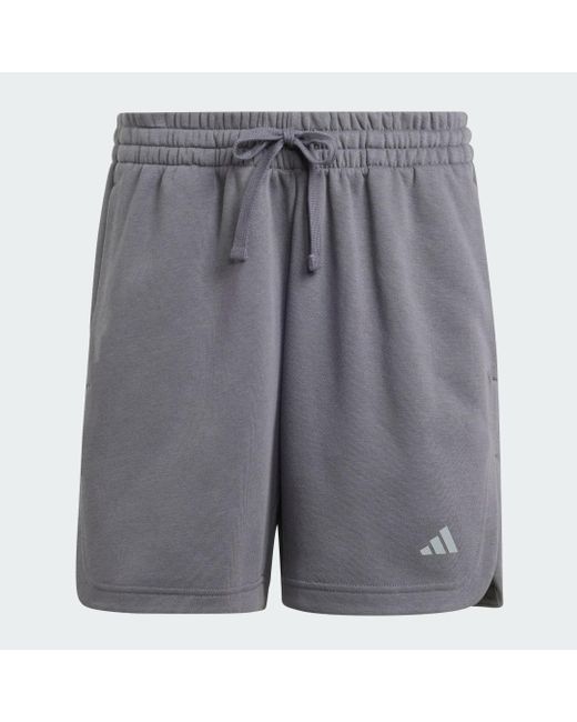 Adidas Blue 3-Streifen Studio Fleece Loose Shorts