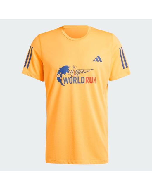 Adidas Wings For Life World Run Participant T-shirt in het Yellow voor heren