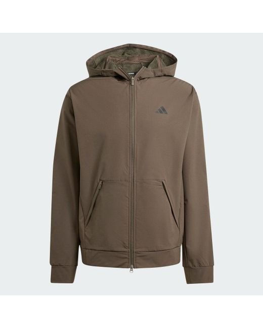 Felpa Con Cappuccio Designed For Training Cold.Rdy Full-Zip di Adidas in Brown da Uomo