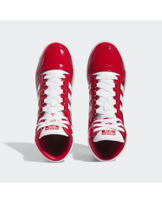 Black adidas high tops with red bow sale