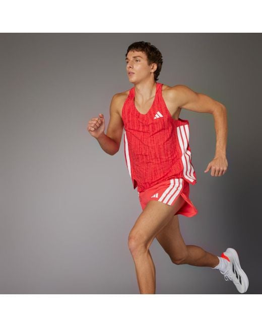 Adidas Red Adizero Running Gel Pocket Shorts for men