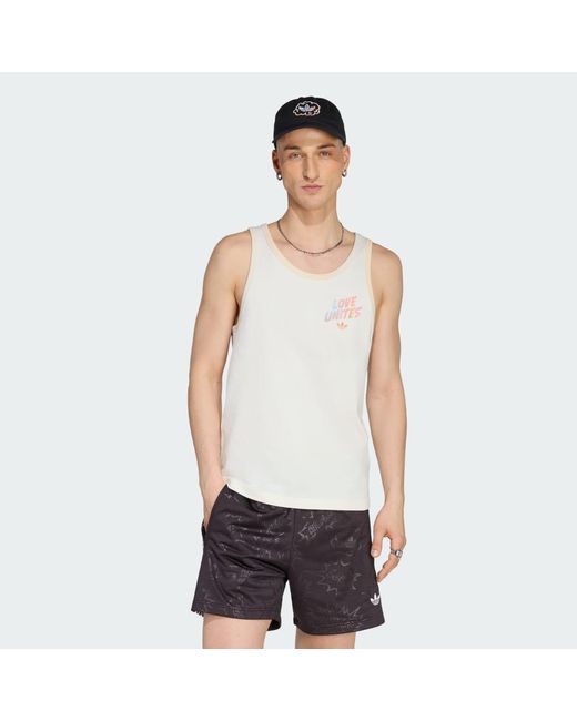Adidas White Love Unites Gfx Tank Top
