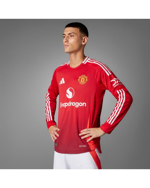 Adidas Red Manchester United 24/25 Long Sleeve Home Authentic Jersey for men