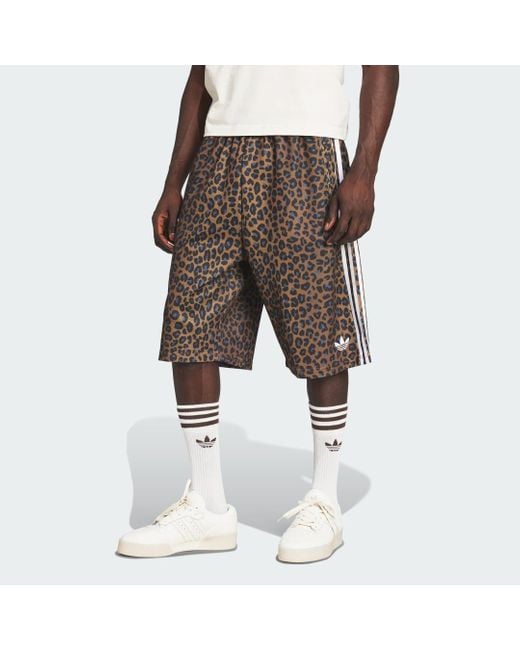 Adidas Brown Leo Oversized Shorts for men