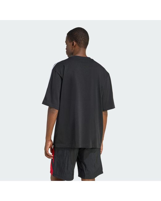 Adidas Black Adicolor 3-Stripes Oversized T-Shirt for men