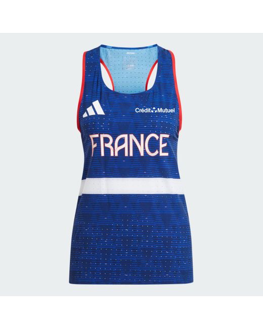 Canotta Athletisme Team France di Adidas in Blue