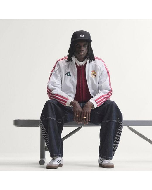 Adidas White Real Madrid Home Anthem Jacket for men