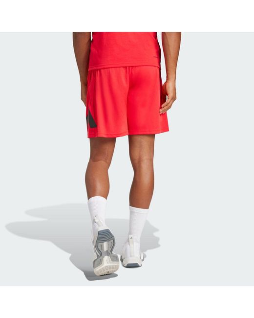 Adidas Red Train Essentials Logo Training Shorts for men
