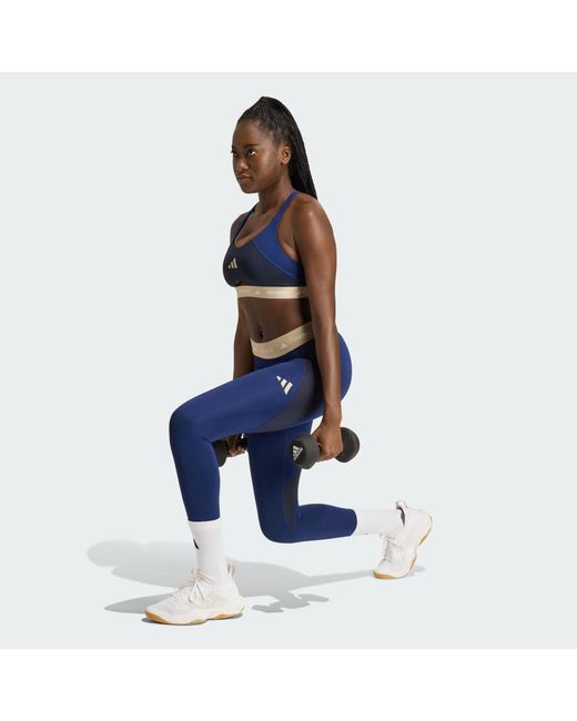 Adidas Blue Techfit Workout Color Block 7/8 Leggings