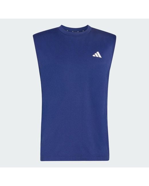 Adidas Blue Workout Essentials Feelready Sleeveless T-Shirt for men