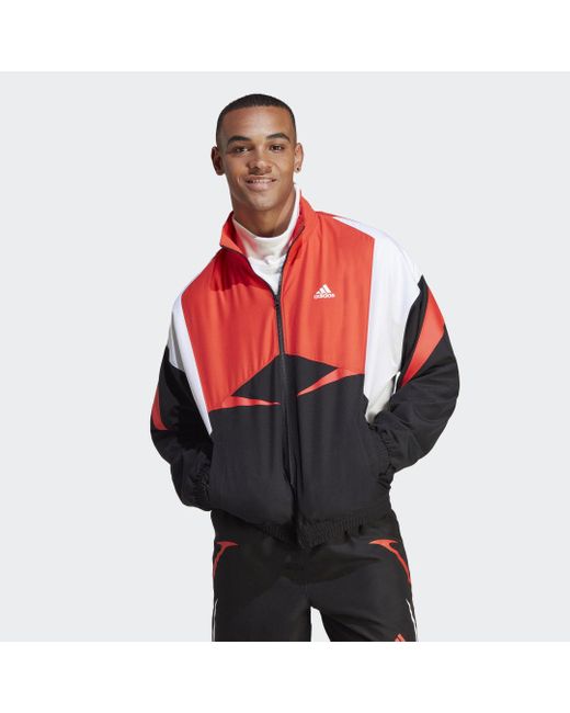 Adidas Red Colourblock Track Top for men